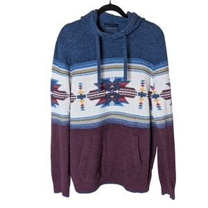 American Eagle Outfitters Blue Southwest Aztec Print Hoodie Sweater‎ Men's L